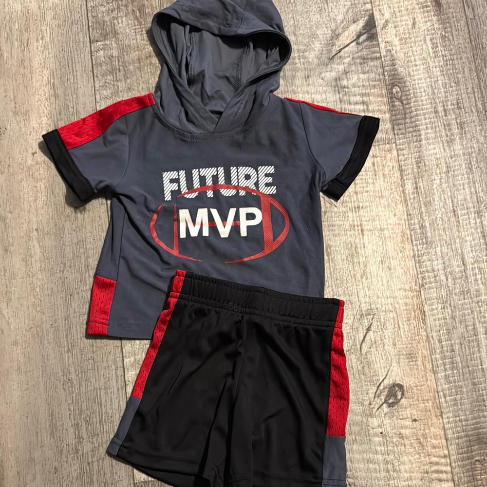 Gray and Red 'Future MVP' Hoodie/shorts Set- size 12 months